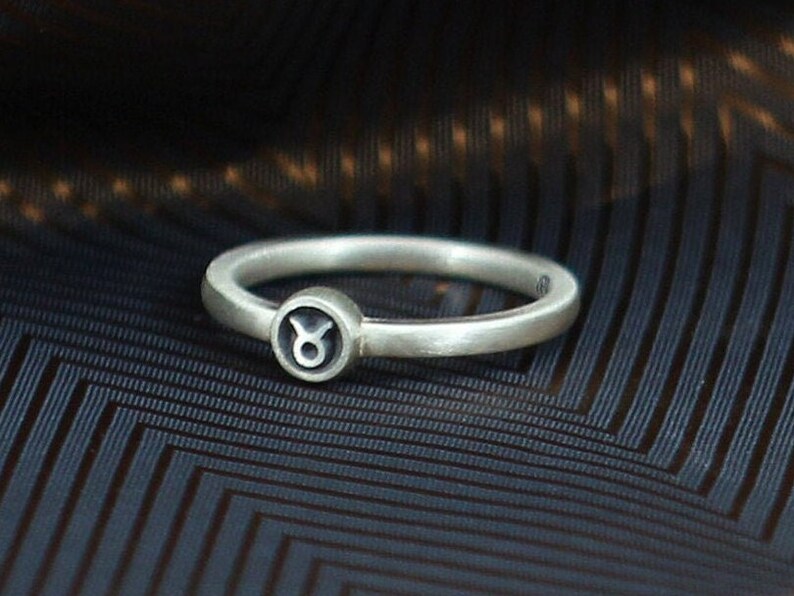 Taurus Bull Zodiac Sign Silver Ring Taurus Sterling Silver Etsy