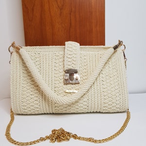 Bolso de noche de ganchillo, Bolso de hombro, Regalo para ella, Hecho a mano, Bolso de lujo de ganchillo, Bolso de diseñador, Bolso de novia, Bolso elegante, Bolso de punto blanco