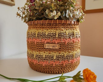 Hand made Crochet Basket, Multi colored Crochet Basket, Home decor crochet, Designer crochet basket, Gift for her, Mother's day gift.