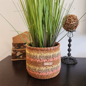 Hand made Crochet Basket, Multi colored Crochet Basket, Home decor basket plant pot,Designer crochet basket,Gift for her, Mother's day gift image 3