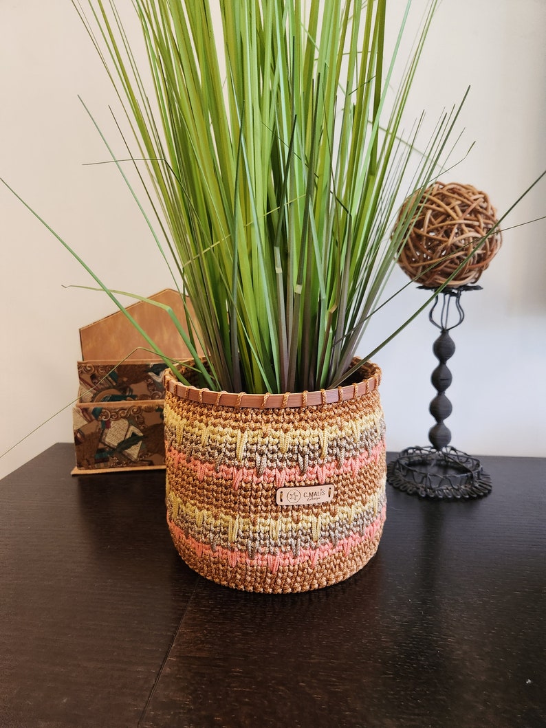 Hand made Crochet Basket, Multi colored Crochet Basket, Home decor basket plant pot,Designer crochet basket,Gift for her, Mother's day gift image 3