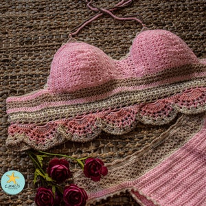 Handmade bikini crochet bathing boho suit. baby pink bikini, Mother&#39;s day gift