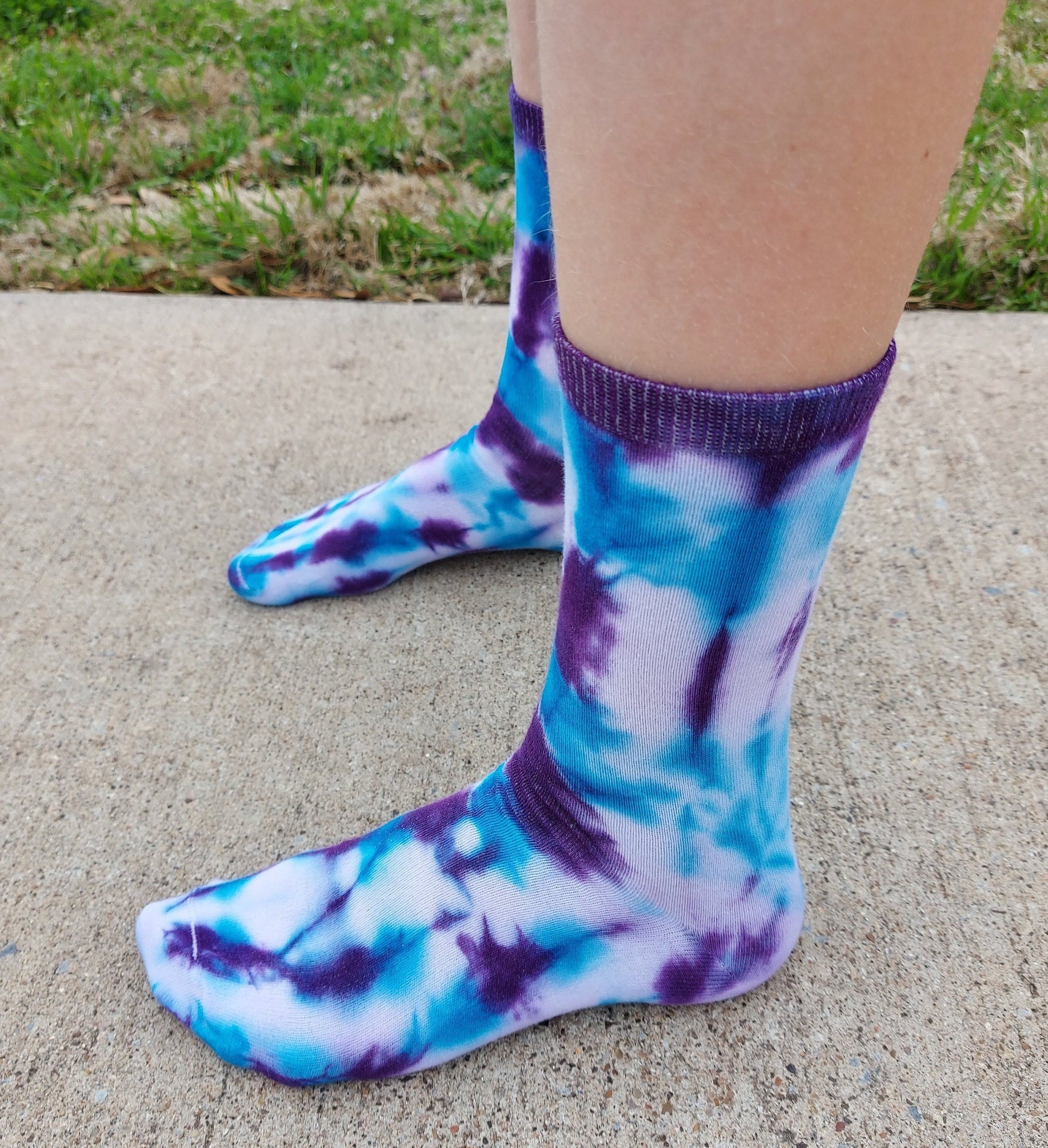 Purple Twilight Adult Crew TieDye Socks Etsy