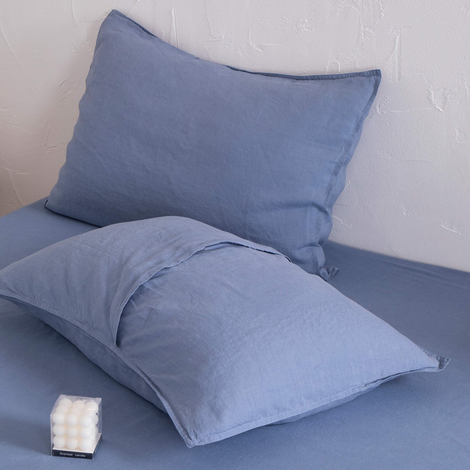 Dusty Blue Pillowcase Linen Pillow Shams Washed Linen Pillow Etsy