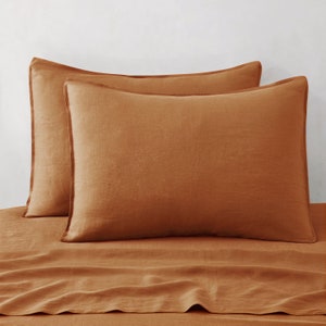 Pure Natural Linen Pillowcase, Stone Washed Linen Pillow Shams, Standard Pillowcases King Pillow Cover Set of 2, Organic Linen Pillow Case