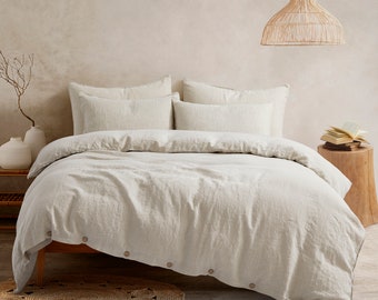 Biancheria da letto in lino 100%, set copripiumini biancheria da letto in lino, copripiumino queen size, set copripiumino morbido, lino francese naturale lavato, naturale