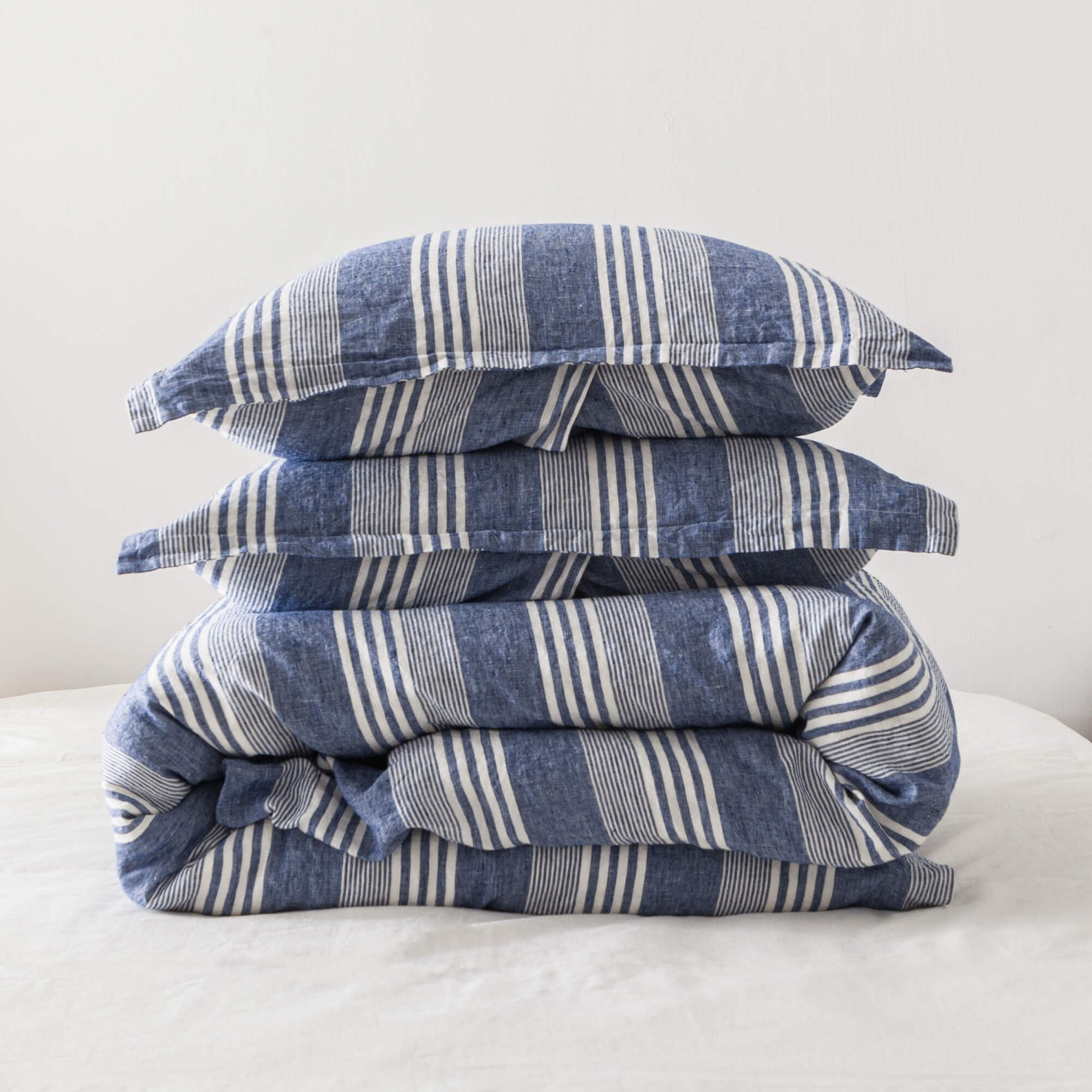 Yarn Dyed Linen Duvet Cover Green Stripe LINEN Duvet Cover Etsy