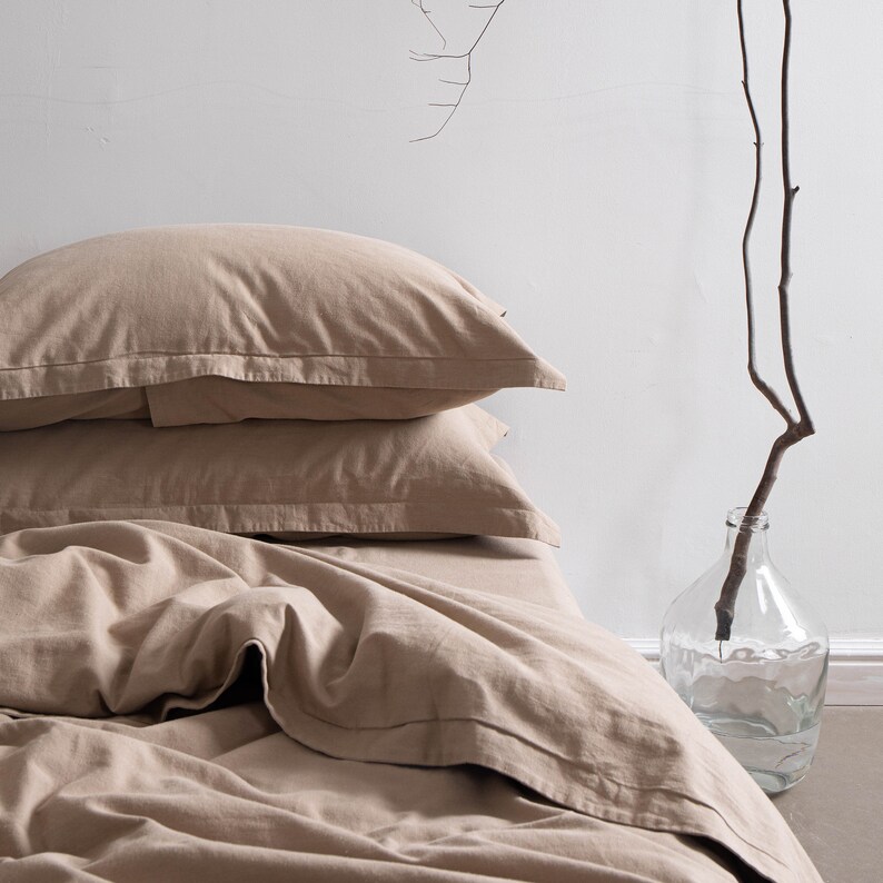 Pillowcase With Flange Dusty Rose Hemp and Cotton Slip Cover Etsy