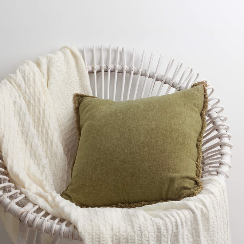 20 X 20 Pillow Cover Linen Throw Pillow Cover With Fringes Etsy UK