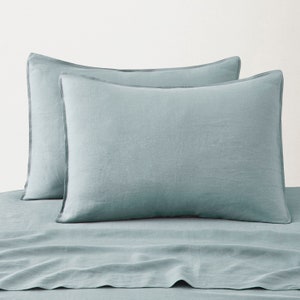 Natural Linen Pillowcase, Bedding Home Decor Pillow Shams, Soft Standard Pillowcases King Pillow Cover Set of 2, Organic Linen Pillow Case