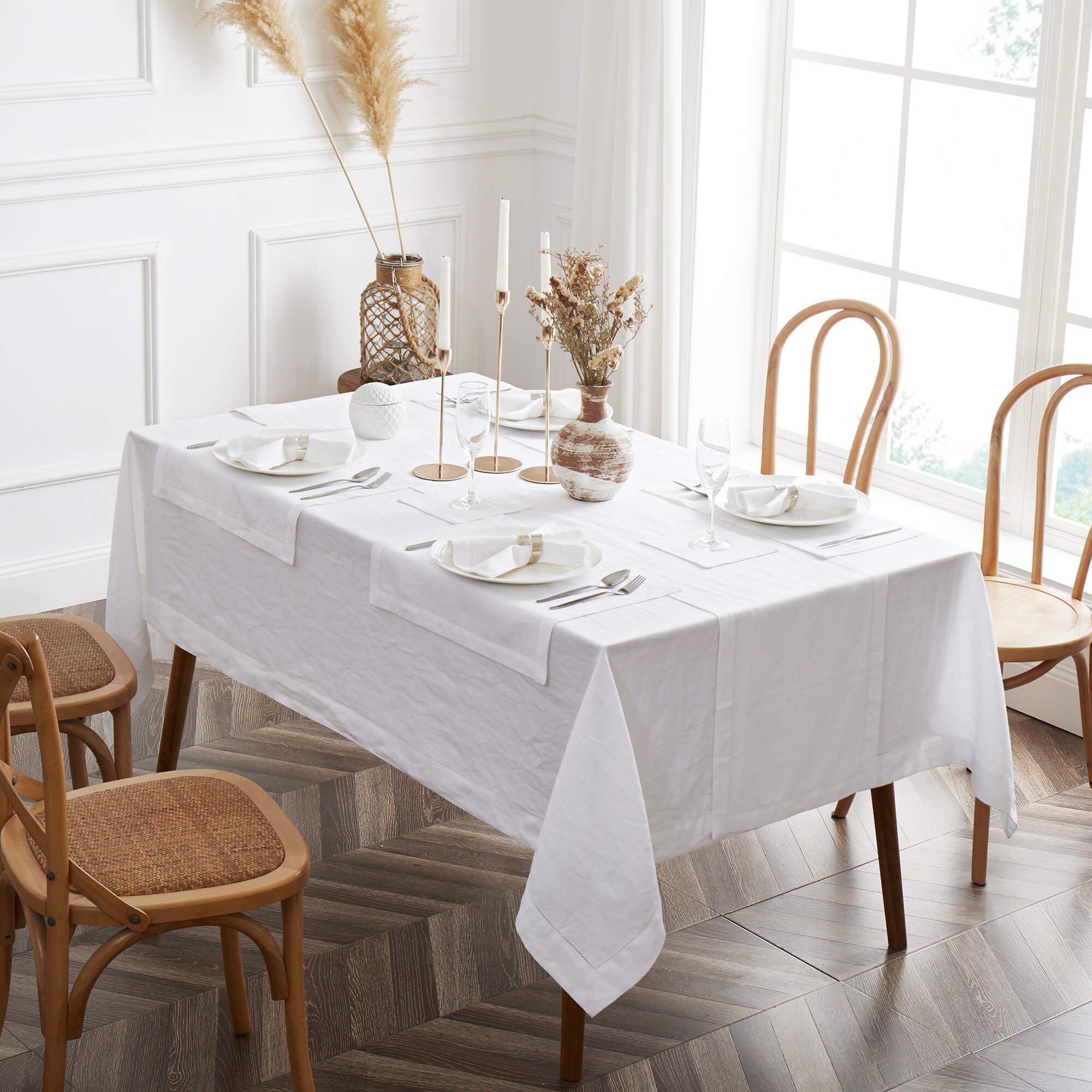 Table Line Cloth Linen Tablecloth, Table Cloth Rectangle Fabric Washable Cloth , Home ...