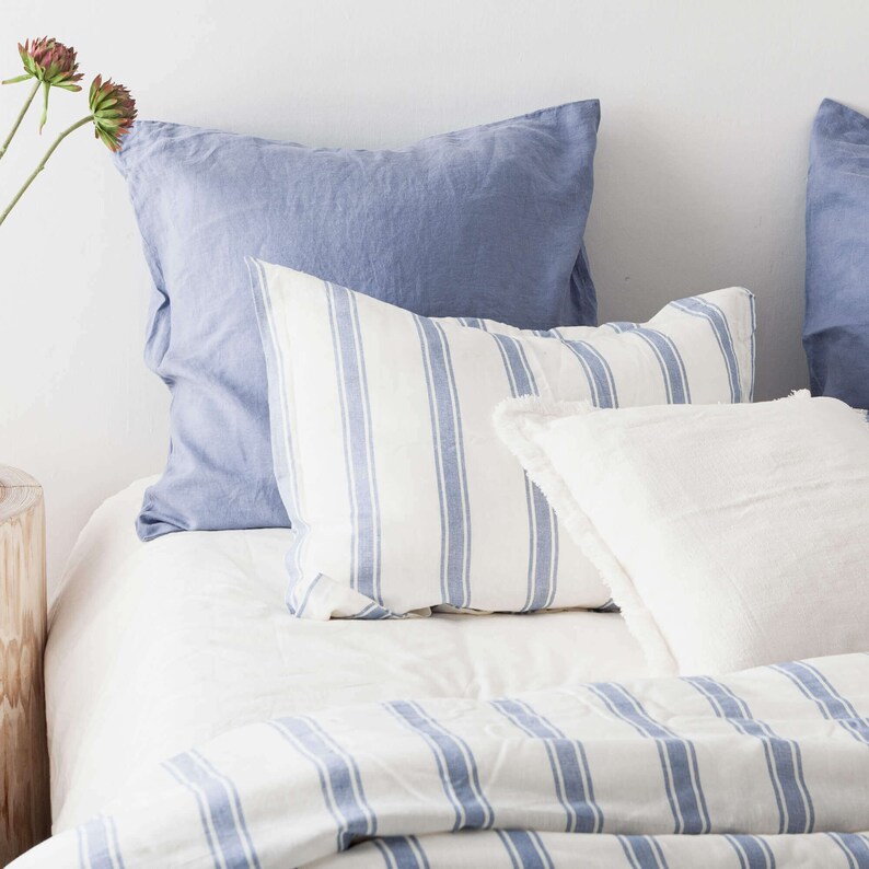 Stripe Linen Cotton Blend Duvet Cover With Pillow Shams Set in Etsy