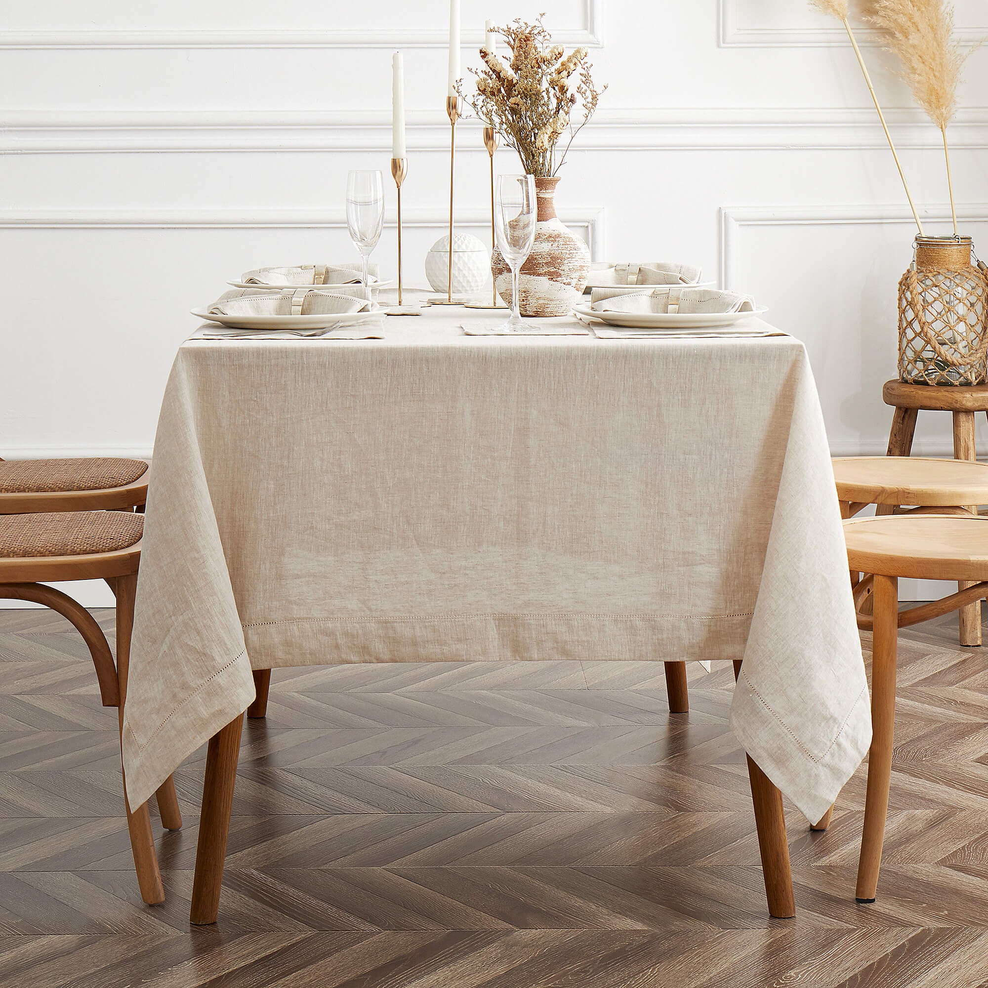 Table Line Cloth Linen Tablecloth, Table Cloth Rectangle Fabric Washable Cloth , Home ...