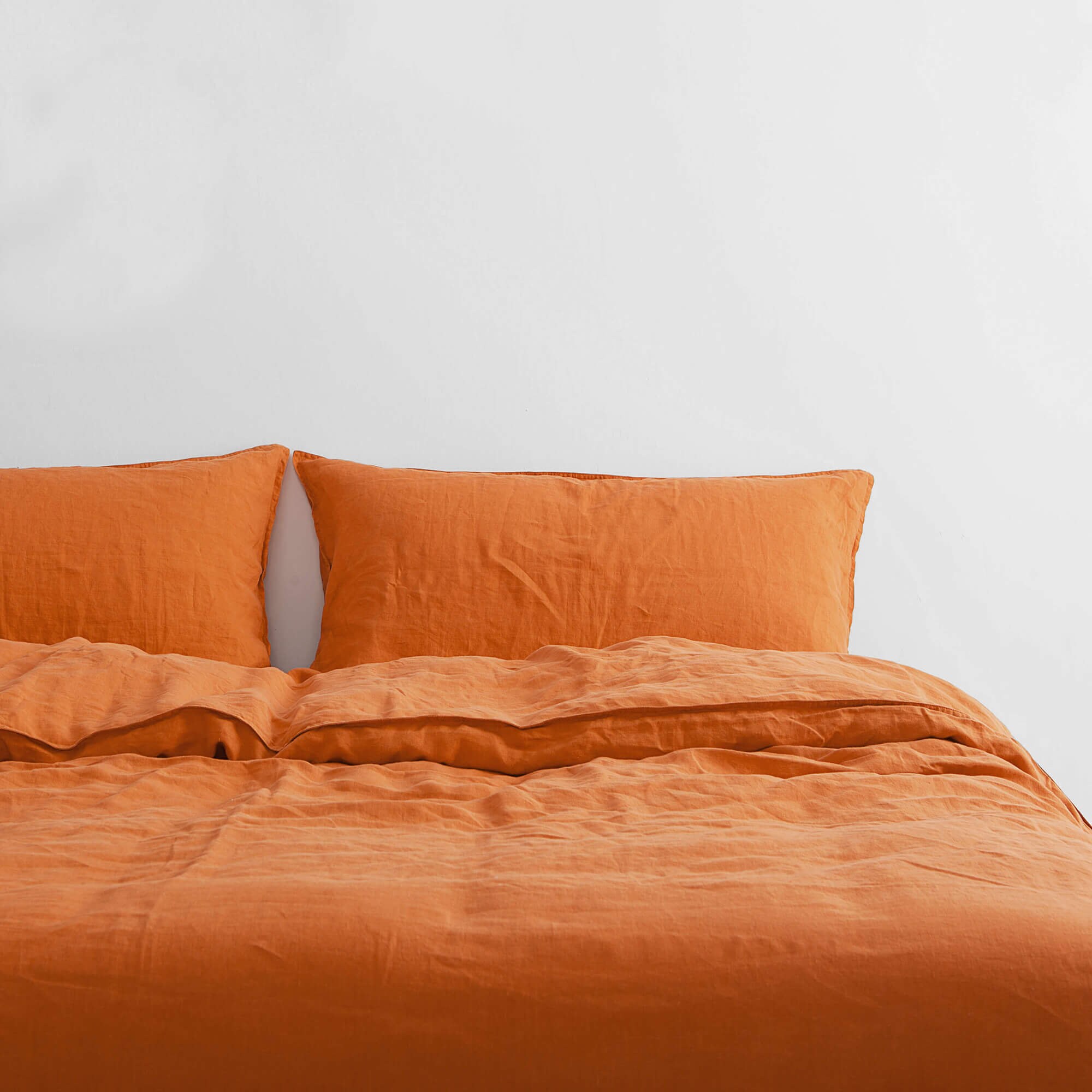 Linen Duvet Cover in Orange Washed Linen Duvet Cover Queen Etsy