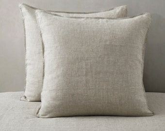 100% Natural Linen Pillowcase, Stone Washed Linen Pillow Shams, Organic Linen Pillow Case, Standard Pillowcases King Pillow Cover Set of 2