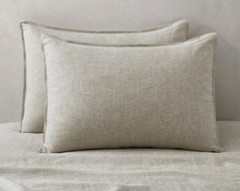 Stone Washed Linen Pillowcase Set: King/Standard, Hypoallergenic Bedding