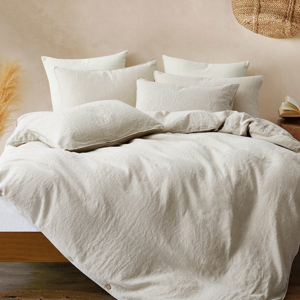 Linen Duvet Cover Bedding, Comforter Duvet Cover, King Duvet Cover Size, 100% Linen Bedding Duvet Cover Sets, Linen Duvet With Ties, Natural