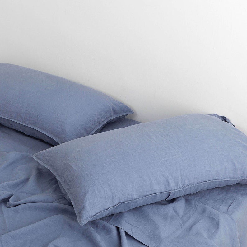 Dusty Blue Pillowcase Linen Pillow Shams Washed Linen Pillow Etsy