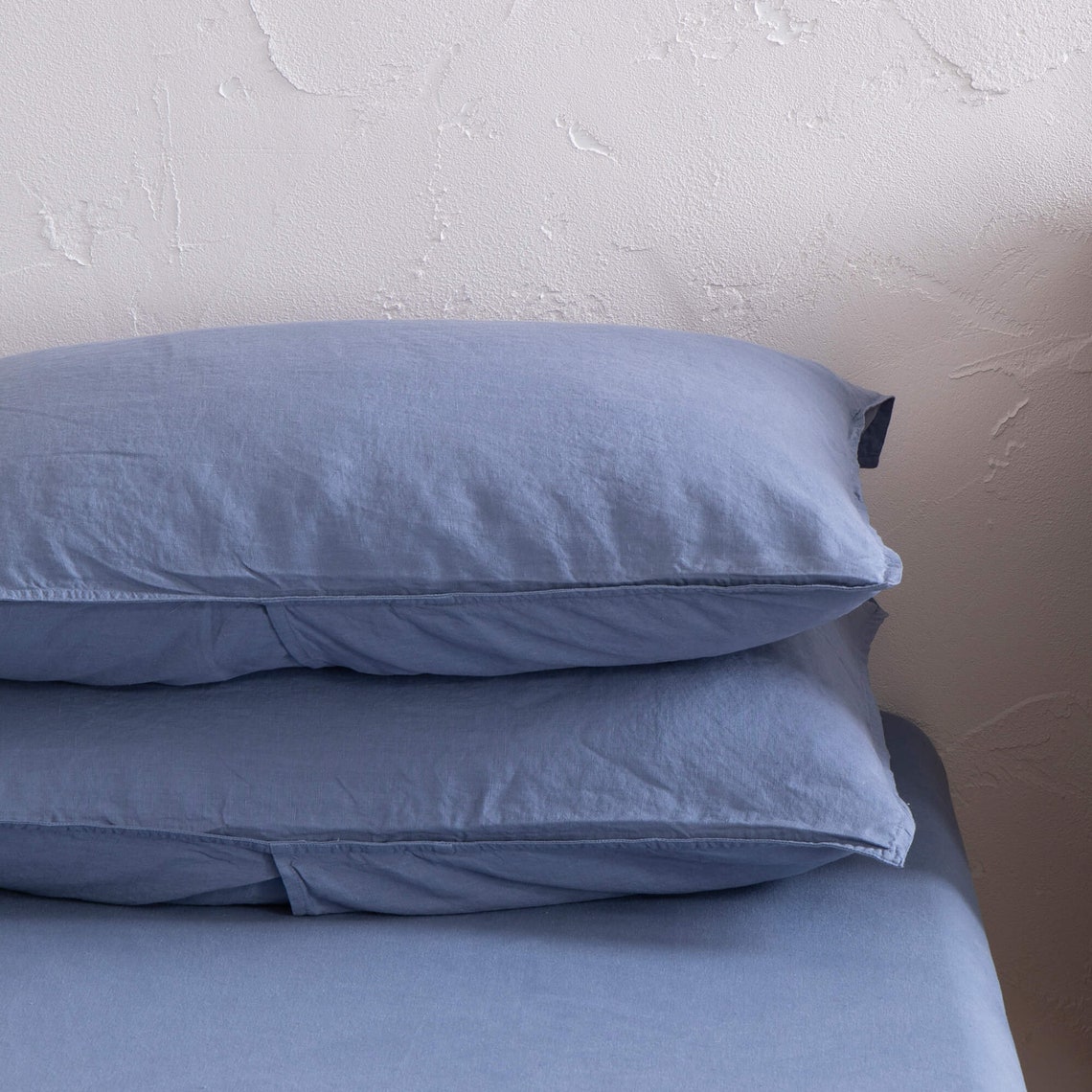 Dusty Blue Pillowcase Linen Pillow Shams Washed Linen Pillow Etsy