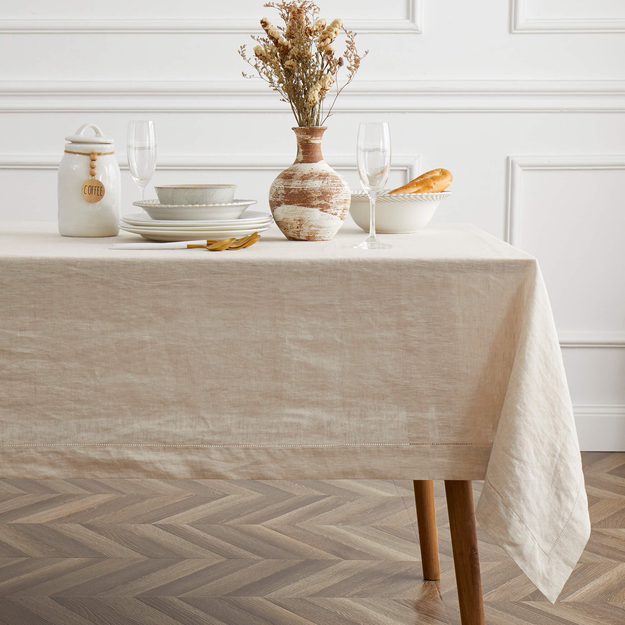 Table Line Cloth Linen Tablecloth, Table Cloth Rectangle Fabric Washable Cloth , Home ...