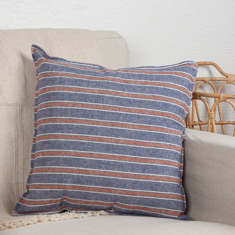 Linen Stripe Pillow Cover Handmade Linen Cushion Cover Etsy