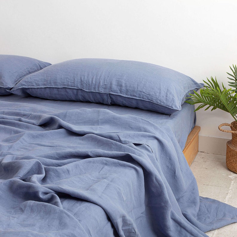 Dusty Blue Pillowcase Linen Pillow Shams Washed Linen Pillow Etsy