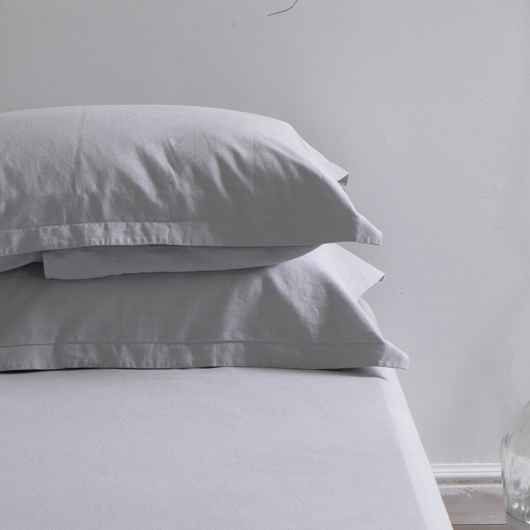 Pillowcase With Flange Grey Hemp Cotton Slip Cover Organic Etsy