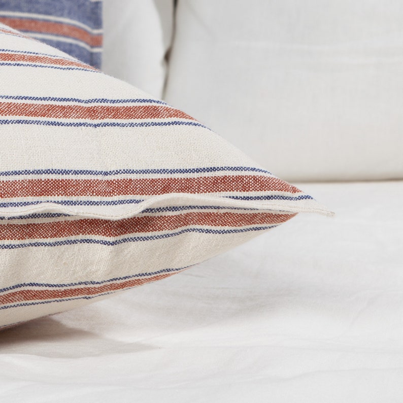 Linen Stripe Pillow Cover Handmade Linen Cushion Cover Etsy