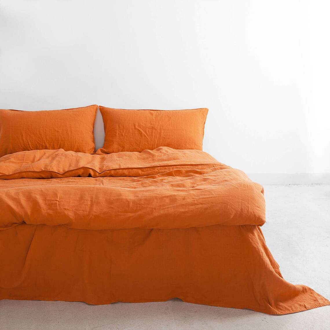 Linen Duvet Cover in Orange Washed Linen Duvet Cover Queen Etsy