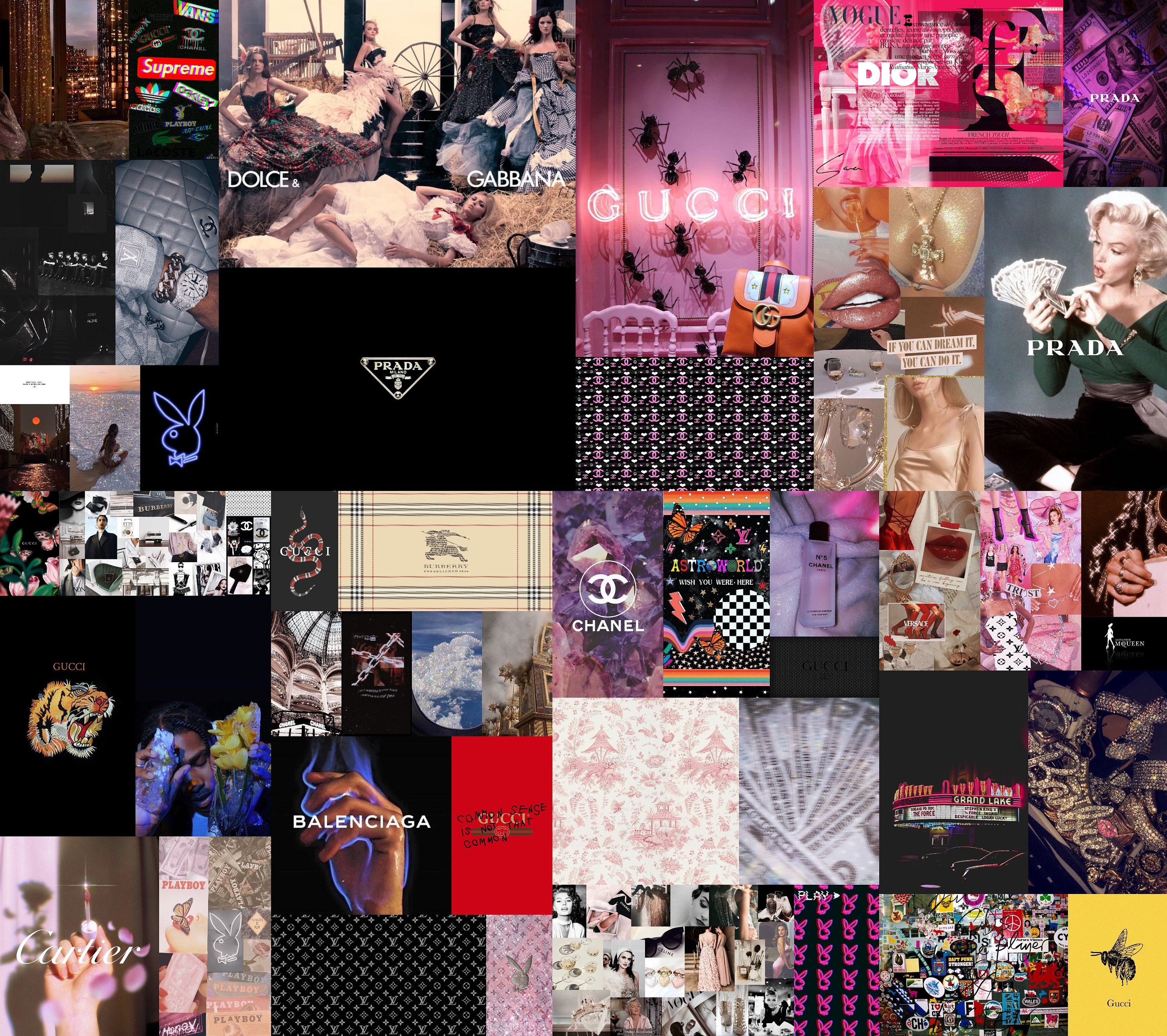 Designer aesthetic Wall Collage kit digital download 50 pcs Etsy