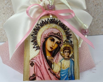 Panagia & Xristos arched icon - Baptism favor- Mother and Child favor- communion favor- Virgin Mary favor