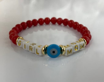 Girl mom bracelet- personalized bracelet- custom word bracelet