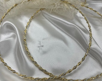 Silver/gold twisted stefana with pearls-Wedding Crowns - Stefana