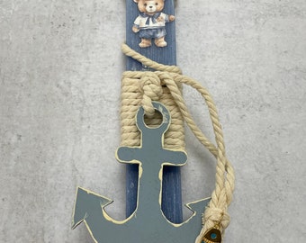 Teddy bear / Anchor - Nautical Easter Candle- Greek Orthodox Lambatha