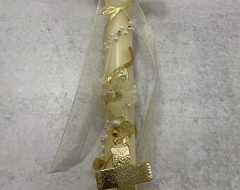 Golden leaves Easter Candle- Greek Orthodox Lambada