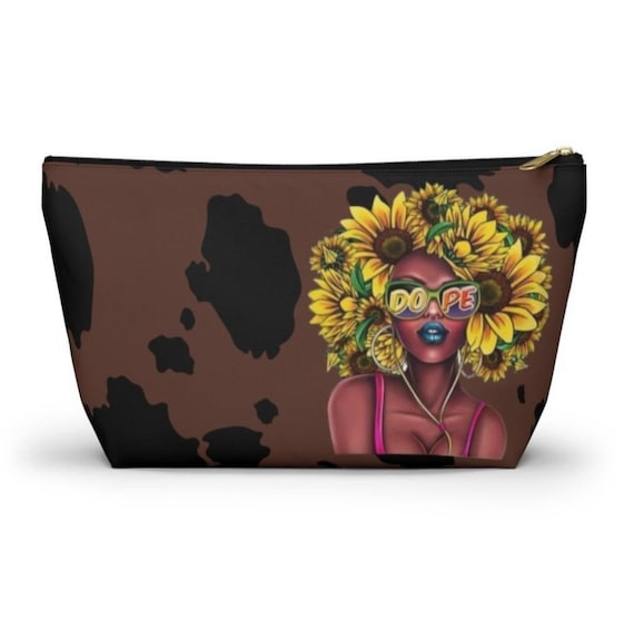 Dope Daisy Travel Bag Accessories Pouch Girl Makeup Bag Pencil Pouch Cow  Print Cosmetic Bag Bag Brown Black Sun Flowers -  Canada