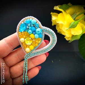 Ukraine heart pin brooch Handmade ukrainian jewelry for women with love