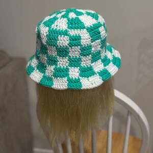 handmade crochet checkered bucket hat