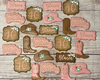 Country Western Birthday Cookies/ Western Birthday Cookies/ Cowgirl Birthday Cookies/ Cowgirl Cookies/ Western Cookies
