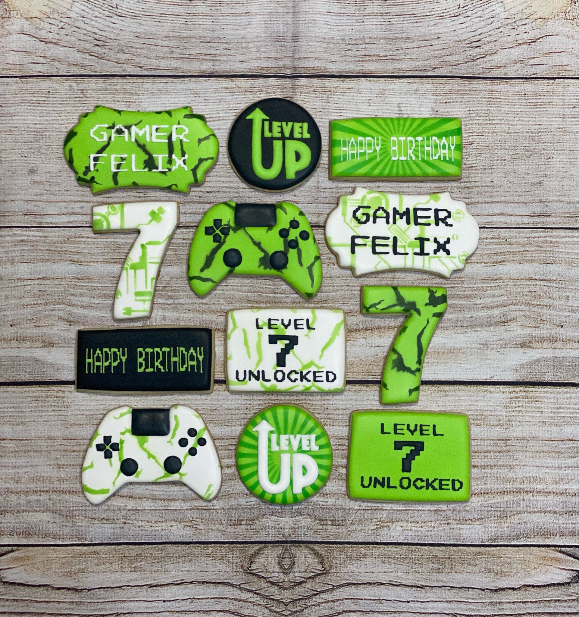 Gamer Birthday Video Game Level up Cookie Stencil Digital 