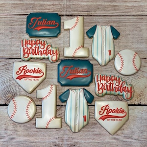 Rookie of the year/ Birthday Cookies/ Basketball Jersey/ First Birthday Cookies/ Baby Shower Cookies/ Baseball cookies/ Rookie Baseball