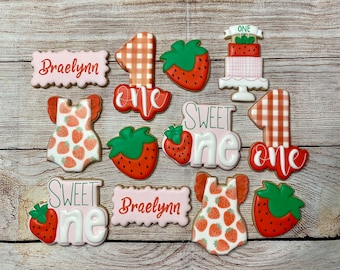 Sweet One Strawberry Cookies/ First Birthday Strawberry/ Sweet One/ Strawberry First Birthday/ Strawberry Cookies/ Sweet One Birthday