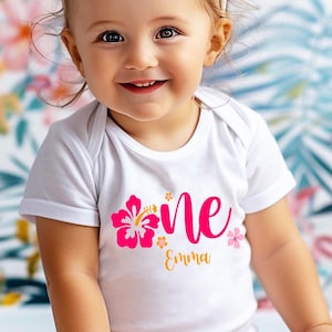 First Luau Birthday Outfit for girl, Tropical 1st Birthday Onesie®, Flower Smash Cake Shirt, Summer Beach Photo Shoot, Luau First Birthday