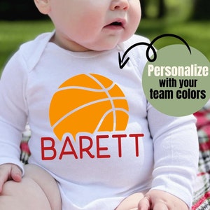 Custom Name Basketball Baby Onesie® for Boy, Personalized Basketball Shirt, Boy Name Favorite Basketball Team Gift, Toddler, Youth, T-shirt
