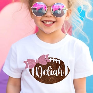 Personalized Football Shirt with Girl Name, Football Baby Onesie®, Football Outfit for Girl, Newborn Football Outfit, Youth, Toddler