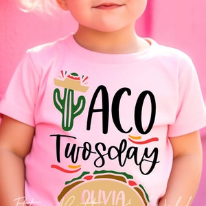 Taco Twosday Shirt Second Birthday, 2nd Birthday Taco T-shirt, Personalized Name Taco Second Birthday T-shirt, Taco Theme Second Birthday