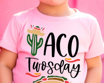 Taco Twosday Shirt Second Birthday, 2nd Birthday Taco T-shirt, Personalized Name Taco Second Birthday T-shirt, Taco Theme Second Birthday