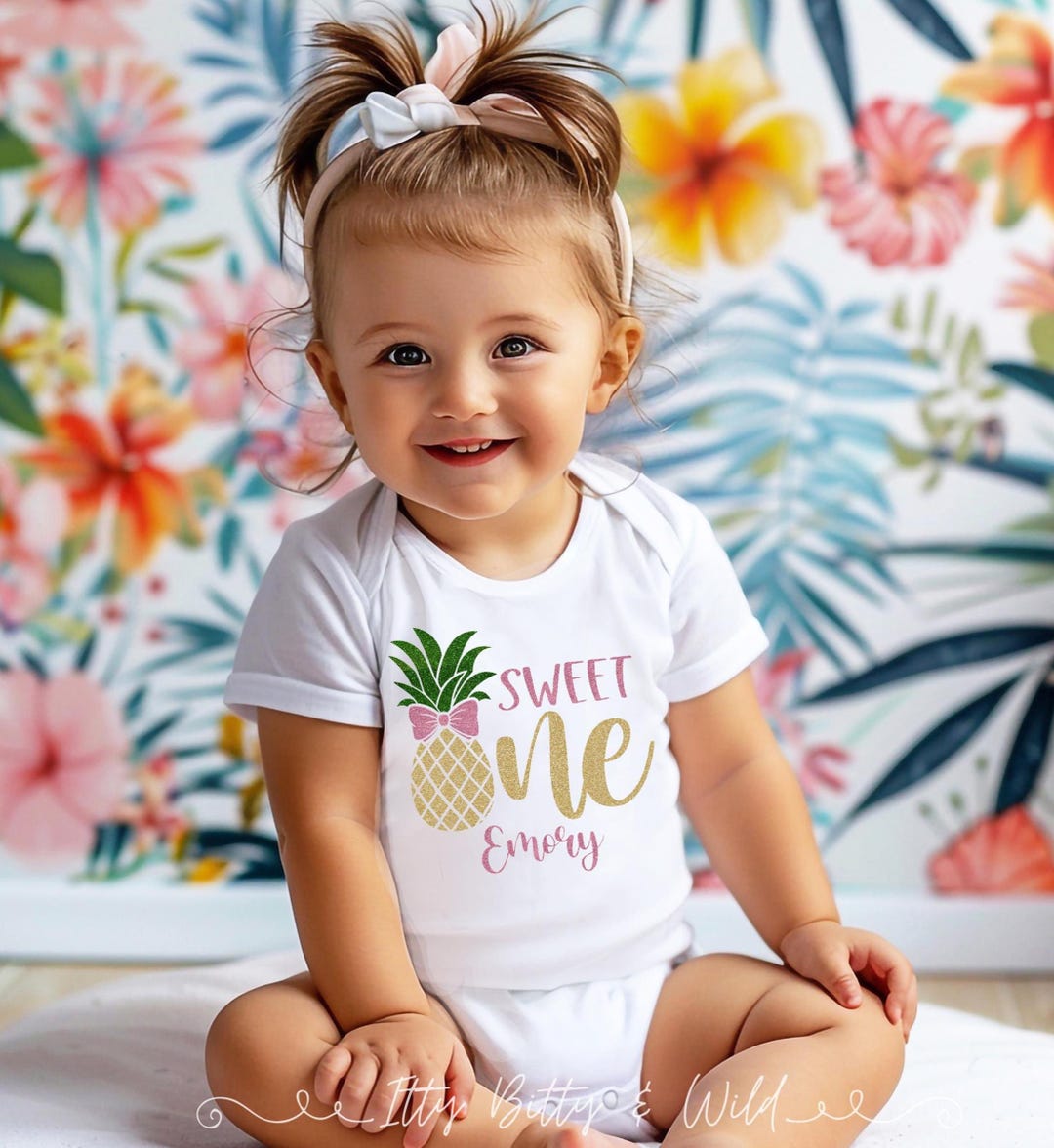 Shes A Sweet One Pineapple Glitter Birthday Backdrop