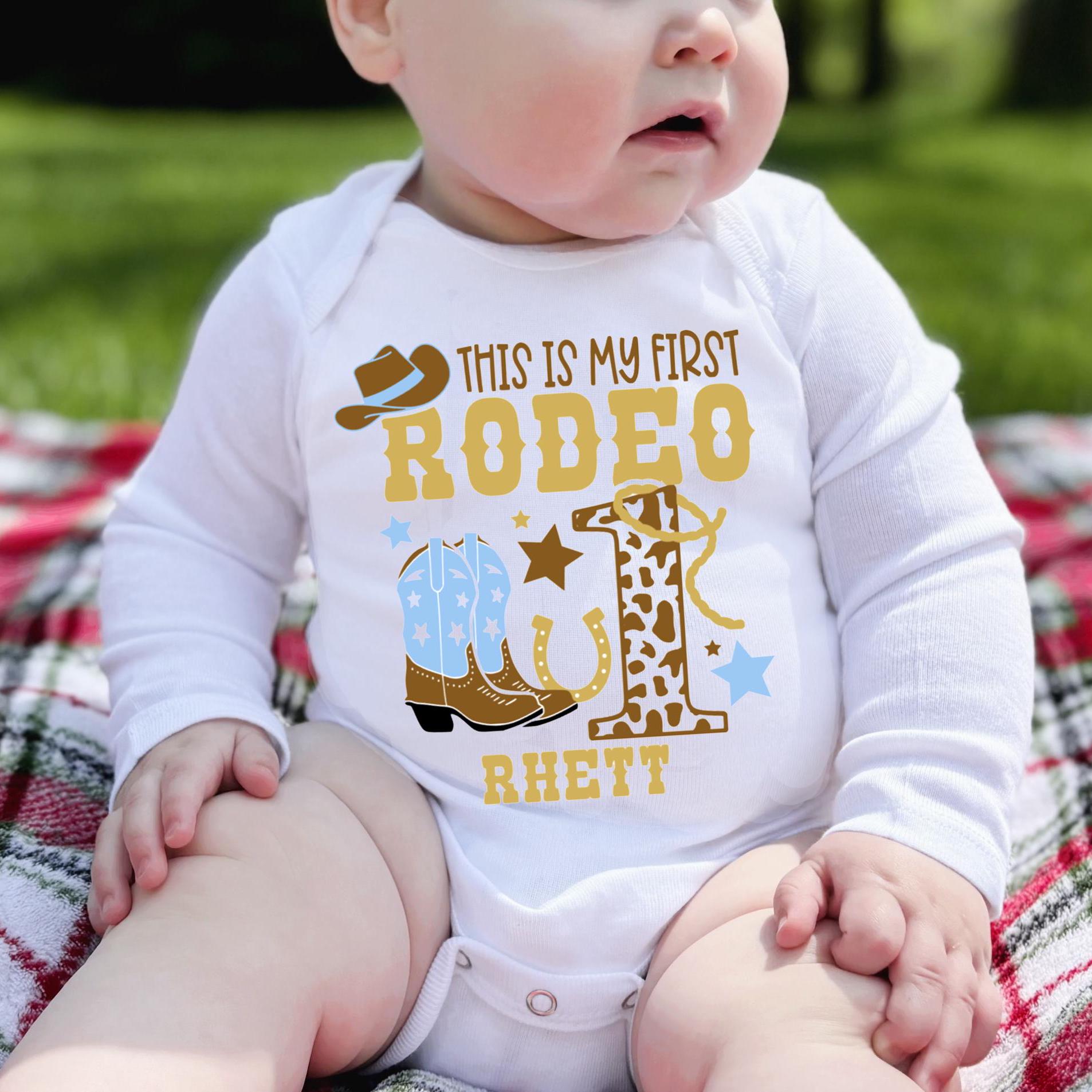 1st Birthday Rodeo Outfit for Boy, Personalized Blue First Rodeo ...