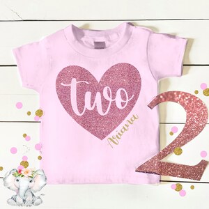 Glitter two heart shirt, second birthday shirt for girl